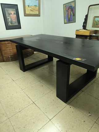 Mesa de comedor de madera negra 220 cm