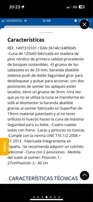 Cuna de madera blanca