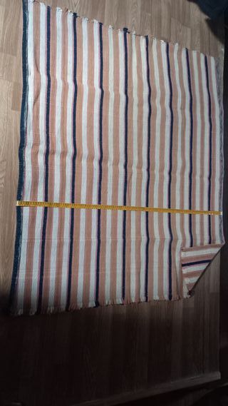 Alfombra jarapa beige y rosa