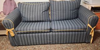 Sofá Cama Azul y Gris