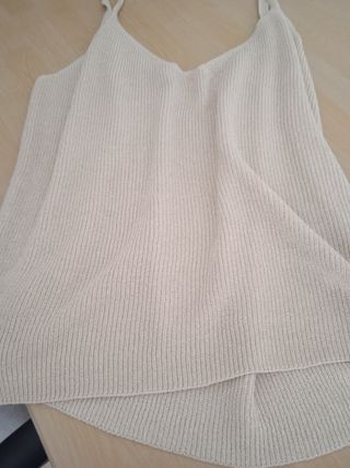 Jersey tirantes beige con toque dorado