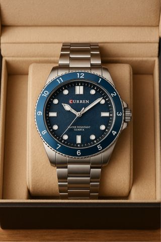 Reloj Curren Elegante Azul y Plateado