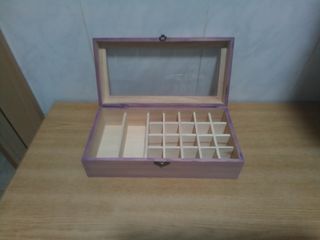 Preciosa caja de madera color malva nueva