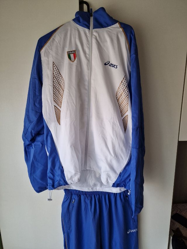 Tuta uomo Asics Italia fitness blu/bianca