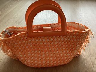 Bolso de rafia Tous naranja y blanco