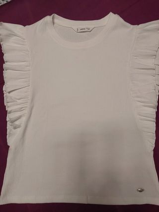 Camiseta Mango Blanca Manga Corta Talla M