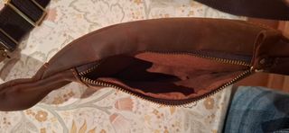 Bolso Riñonera Cuero Auténtico Marrón
