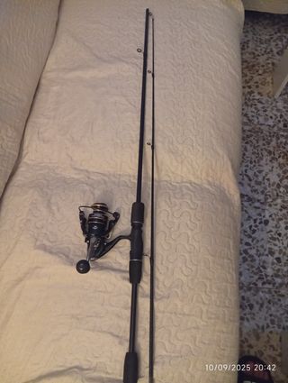 Caña y carrete de pesca