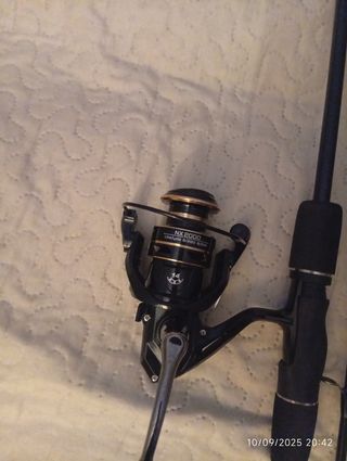 Caña y carrete de pesca
