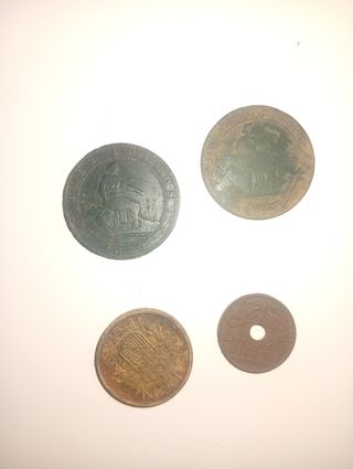 Lote de 4 monedas antiguas españolas
