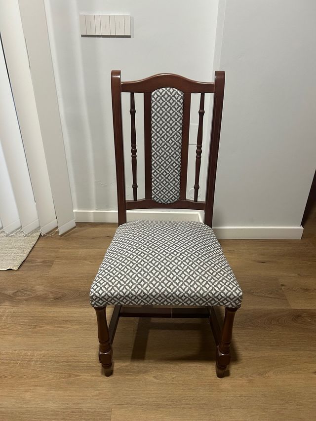 4 Sillas Comedor Cocina Restauradas Madera Tela