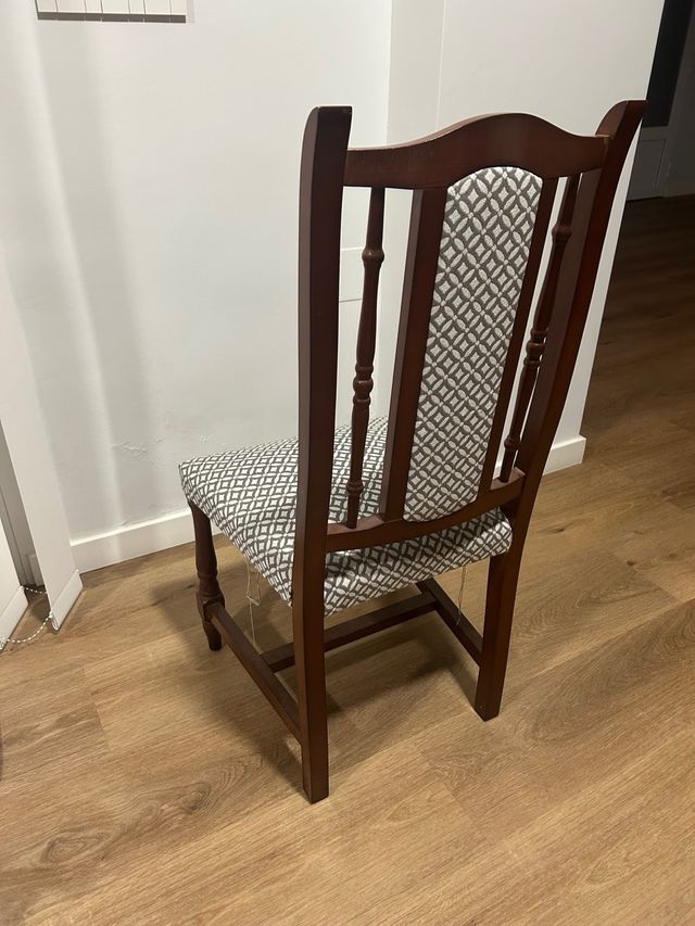 4 Sillas Comedor Cocina Restauradas Madera Tela