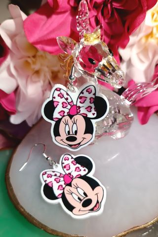 Pendientes Minnie Mouse Rosa y Blanco