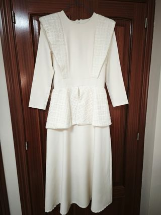 Vestido midi de vestir blanco roto