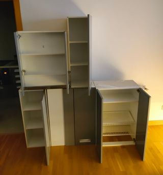 5 Muebles Altos Cocina Gris y campana balay