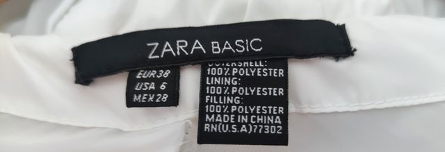 Plumífero Zara Blanco Talla M