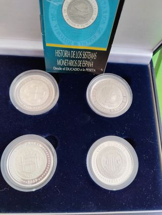Estuche 4 Monedas Plata Ducado Peseta España