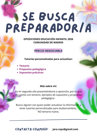 Busco Preparador/a para Oposiciones Educación Inf.