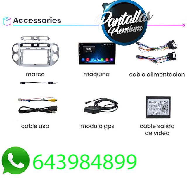Radio pantalla CARPLAY GPS para Volkswagen Tiguan