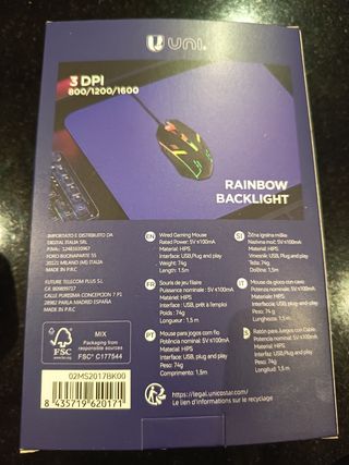 Mouse da gioco UNI. MS2017 3 DPI