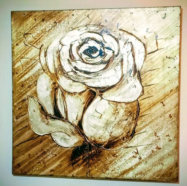 Cuadro Rosa Estilo Rústico 1x1m