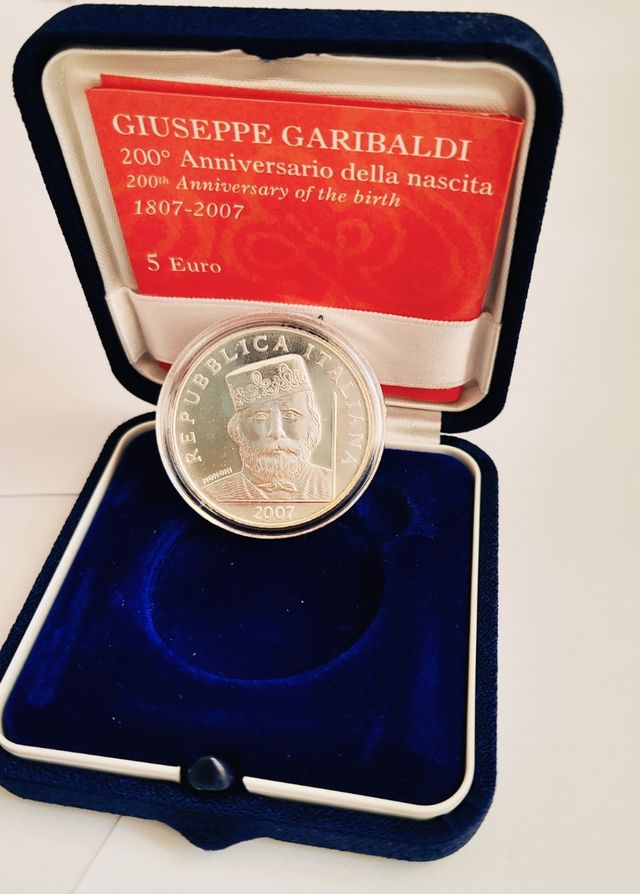 Moneta 5 Euro Argento Garibaldi 1807-2007