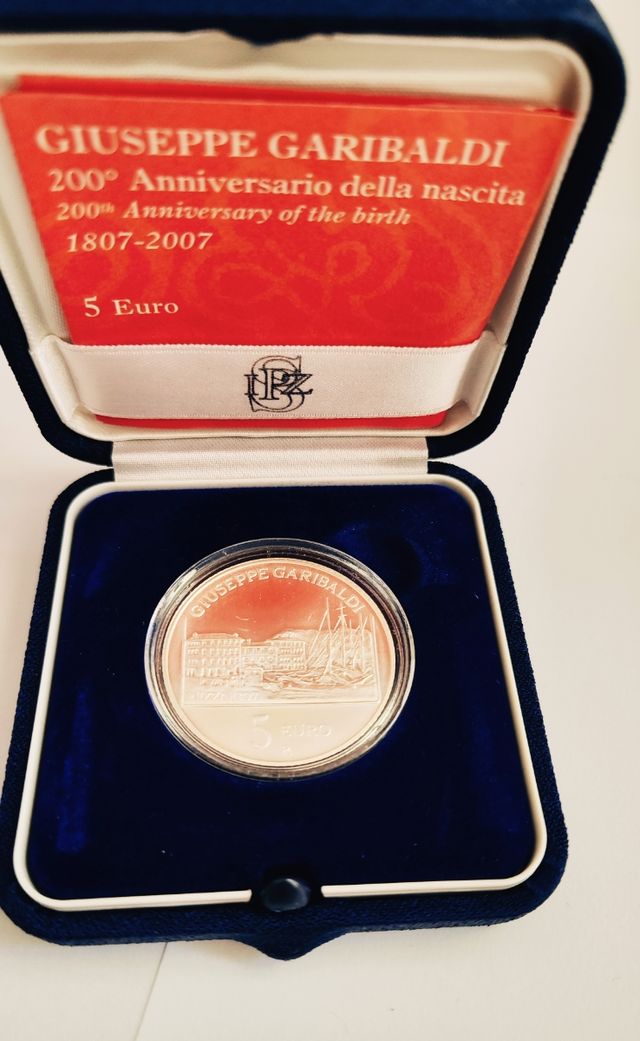 Moneta 5 Euro Argento Garibaldi 1807-2007