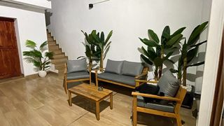 Conjunto Terraza Madera y Tela Gris
