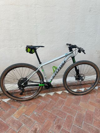 Bicicleta de montaña gris con calavera