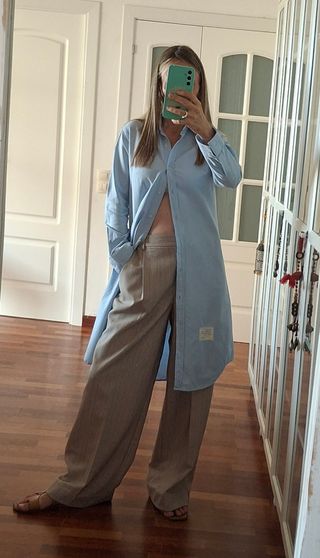 Vestido camisero azul celeste