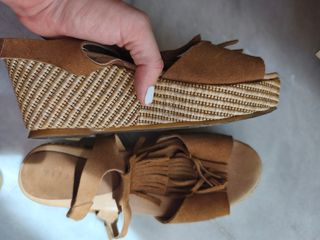 Sandalias plataforma Marrones con Flecos Tiziana 