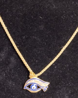 Cadena con dije ojo turco azul oro laminado 14k 