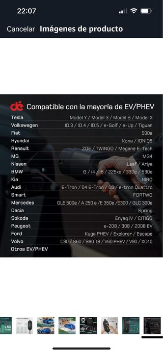 Cargador Coche Eléctrico 3,68kW 6m