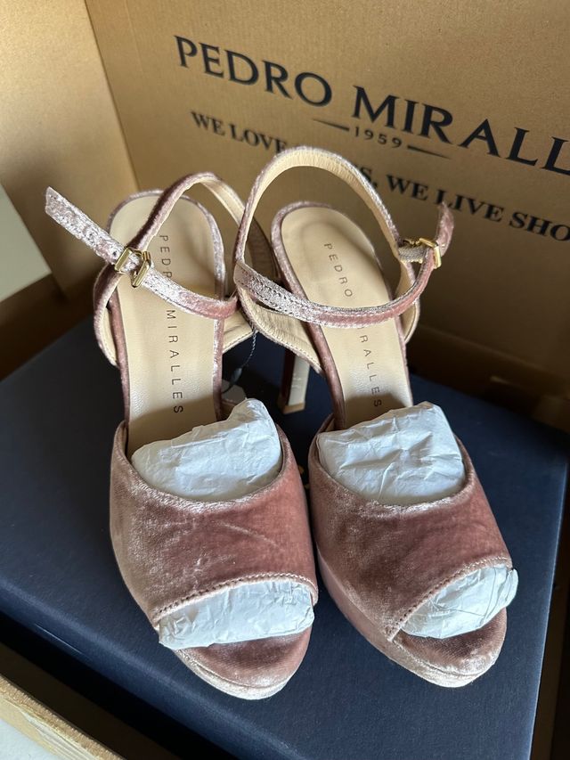Sandalias Pedro Miralles Talla 36 Rosa Terciopelo