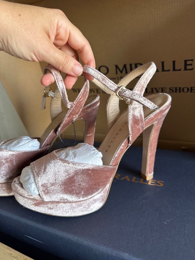 Sandalias Pedro Miralles Talla 36 Rosa Terciopelo