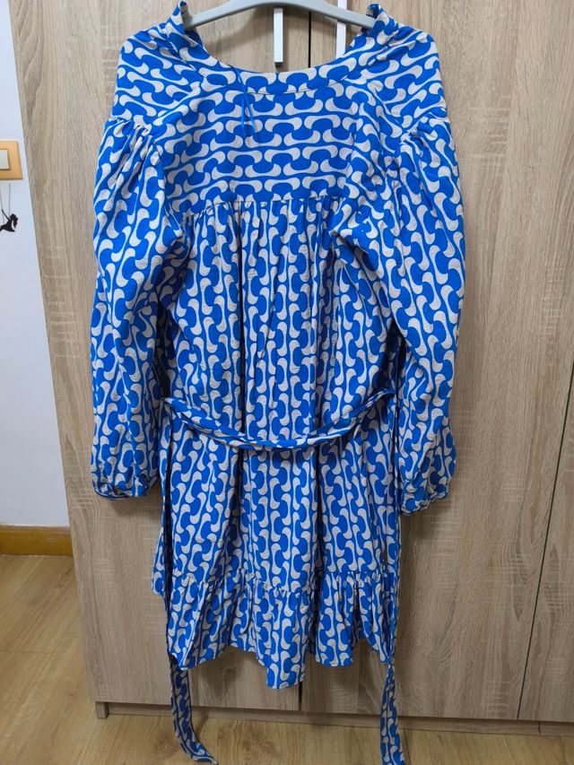 Vestido Zara Talla M Estampado Azul