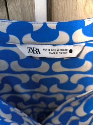 Vestido Zara Talla M Estampado Azul