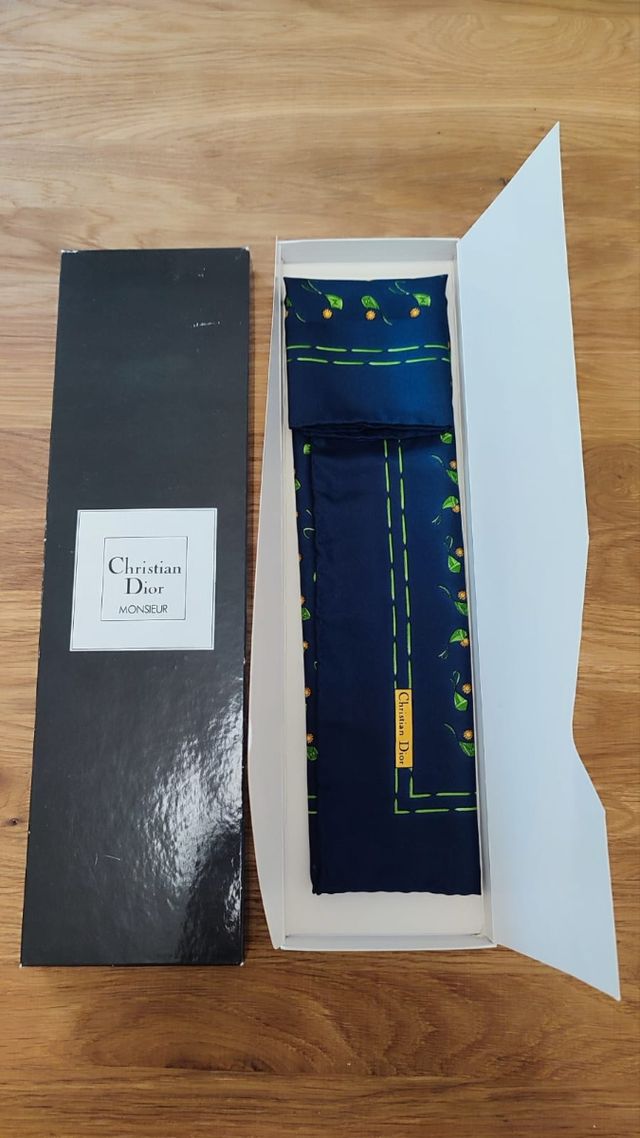 Pañuelo Seda Christian Dior Vintage Azul