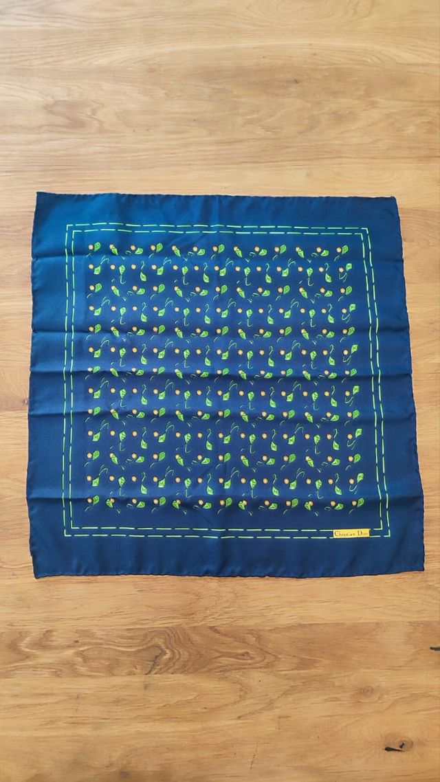 Pañuelo Seda Christian Dior Vintage Azul