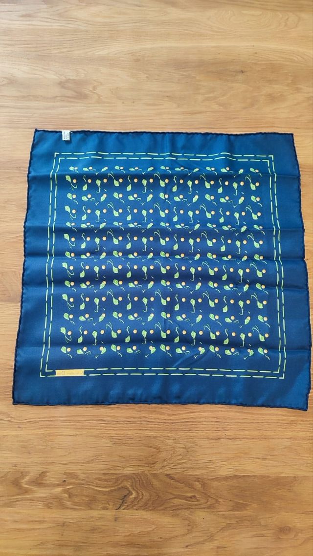 Pañuelo Seda Christian Dior Vintage Azul