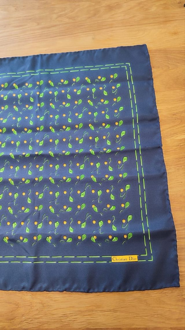 Pañuelo Seda Christian Dior Vintage Azul
