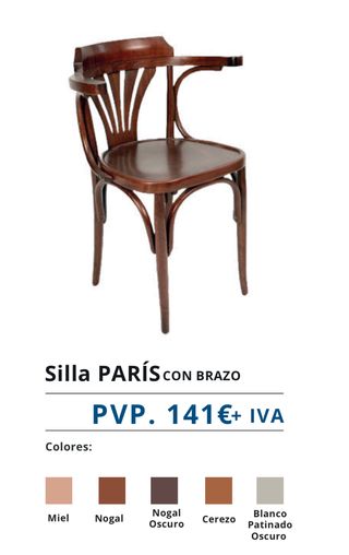 Silla París con brazo madera haya