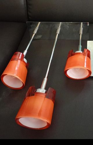 Lámpara de techo 3 focos naranja cristal