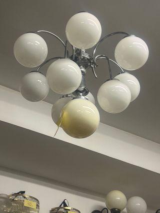 Lámpara de techo colgante de cristal y metal