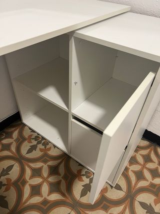 Mesa escritorio L con cajones