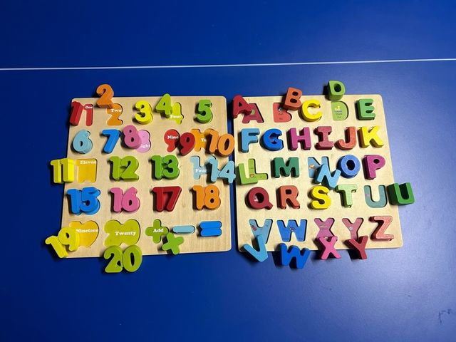 2 Puzzles Madera: Números y Abecedario