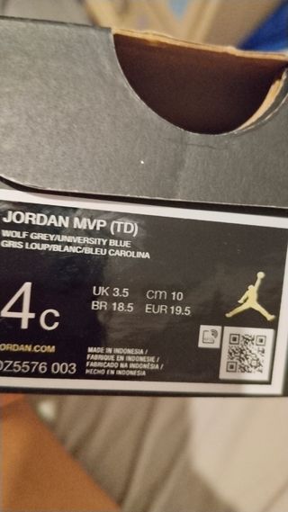 Jordan Niños Talla 19.5 Nuevas