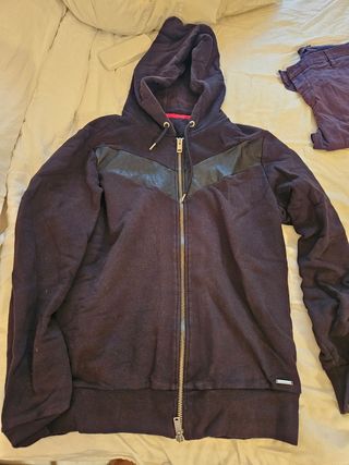 Sudadera Diesel con Tiras de Piel Negra