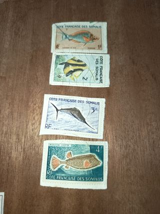 4 Sellos Somalia Vintage Peces 1959-1960