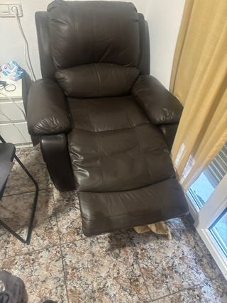 Sillón relax piel marrón